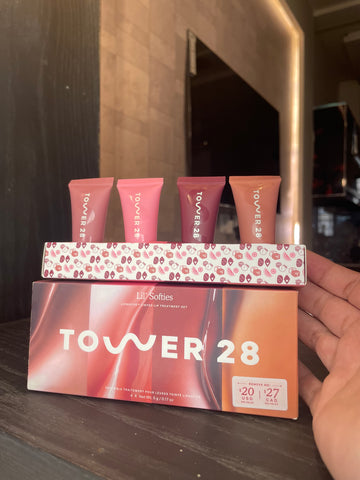 TOWER 28 LIP SOFTIE TINTED LIP TREATMENT SET BUNDLE OF 4.